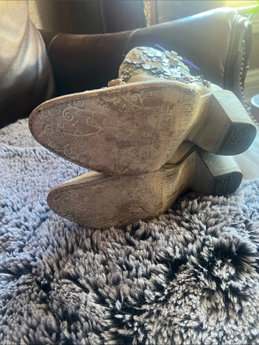Corral Ivory Floral Embellished Western Ankle Boots